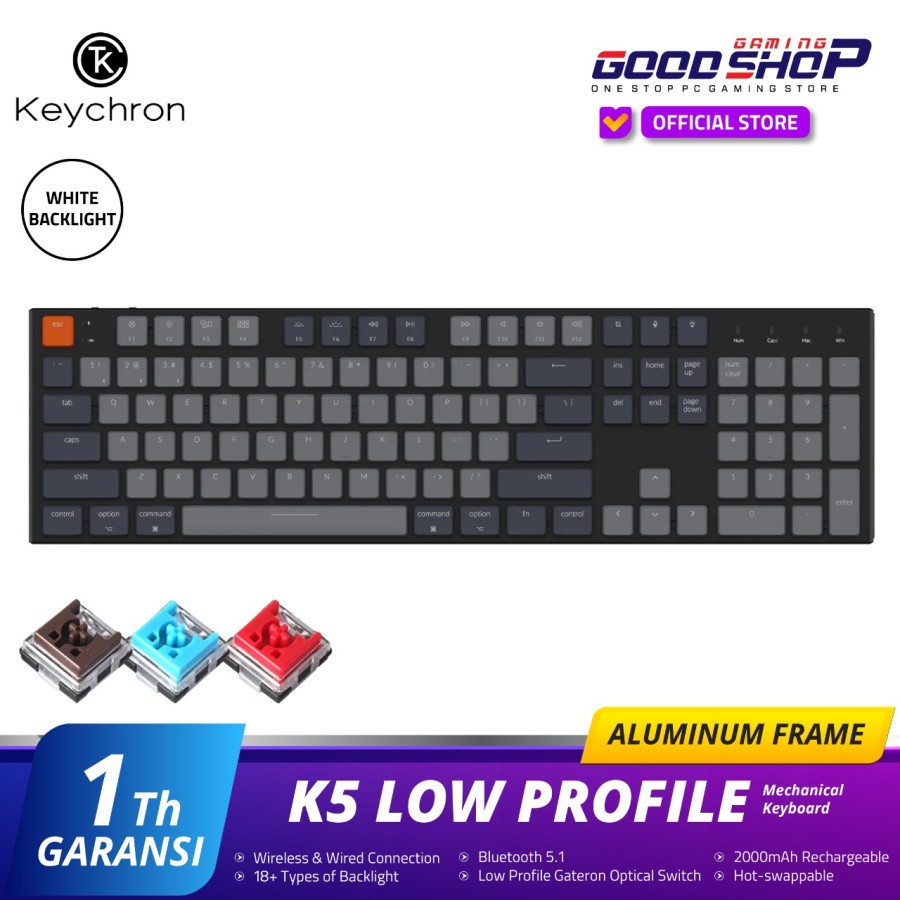 Keychron K5 Ultra-Slim Optical Hot swappable WHITE Backlight Aluminum