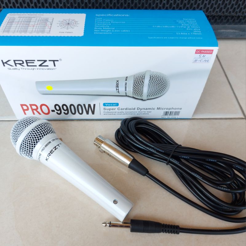 Microphone Krezt Pro 9900 Vokal Putih dengan Kabel