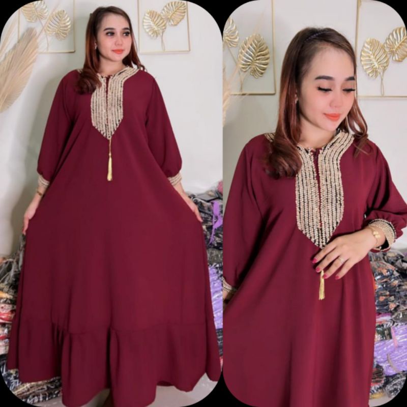 Gamis Cringkel crinkel  Rempel Renda import crinkle