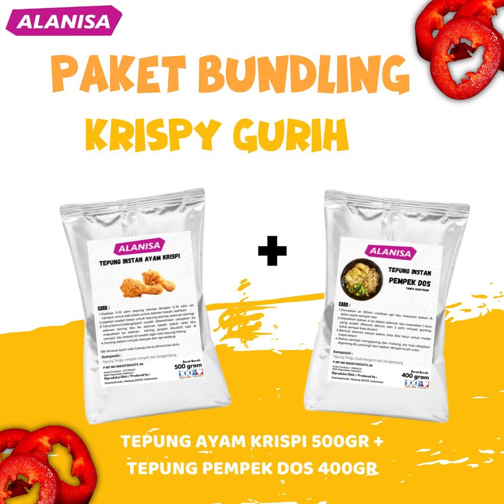 

BUNDLING KRISPI GURIH (TEPUNG AYAM KRISPI 500GR+TEPUNG PEMPEK DOS)