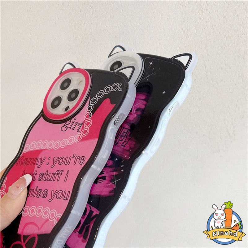 IPHONE Casing Kompatibel Untuk Iphone14 13 12 11 Pro Max X Xr Xs Max8 7 6 6s Plus SE Keren Lukisan Graffiti Telinga Kucing Shockproof Phone Case Silikon Anti-drop Soft Case Cover Pelindung