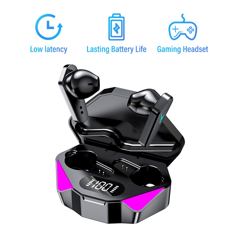 (COD) TWS X15 Headset Bluetooth Gaming Bluetooth V5.2 Wireless Earphone Bluetooth LED Smart Display Headphones - T23