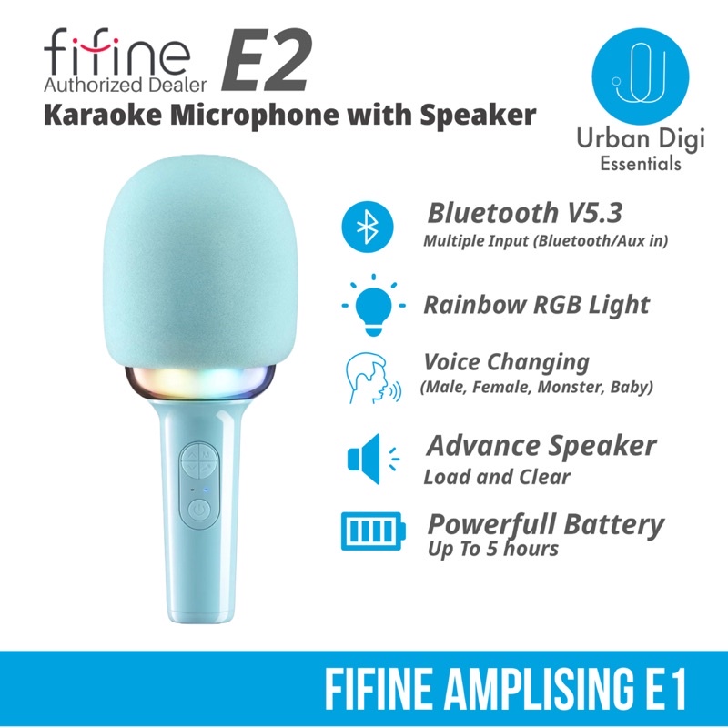 Fifine E2 - Karaoke Portable Wireless Microphone dengan Speaker
