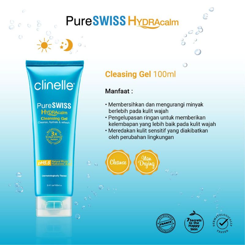 ☘️Yuri Kosmetik☘️ clinelle pure swiss hydracalm  cleansing gel 50ml