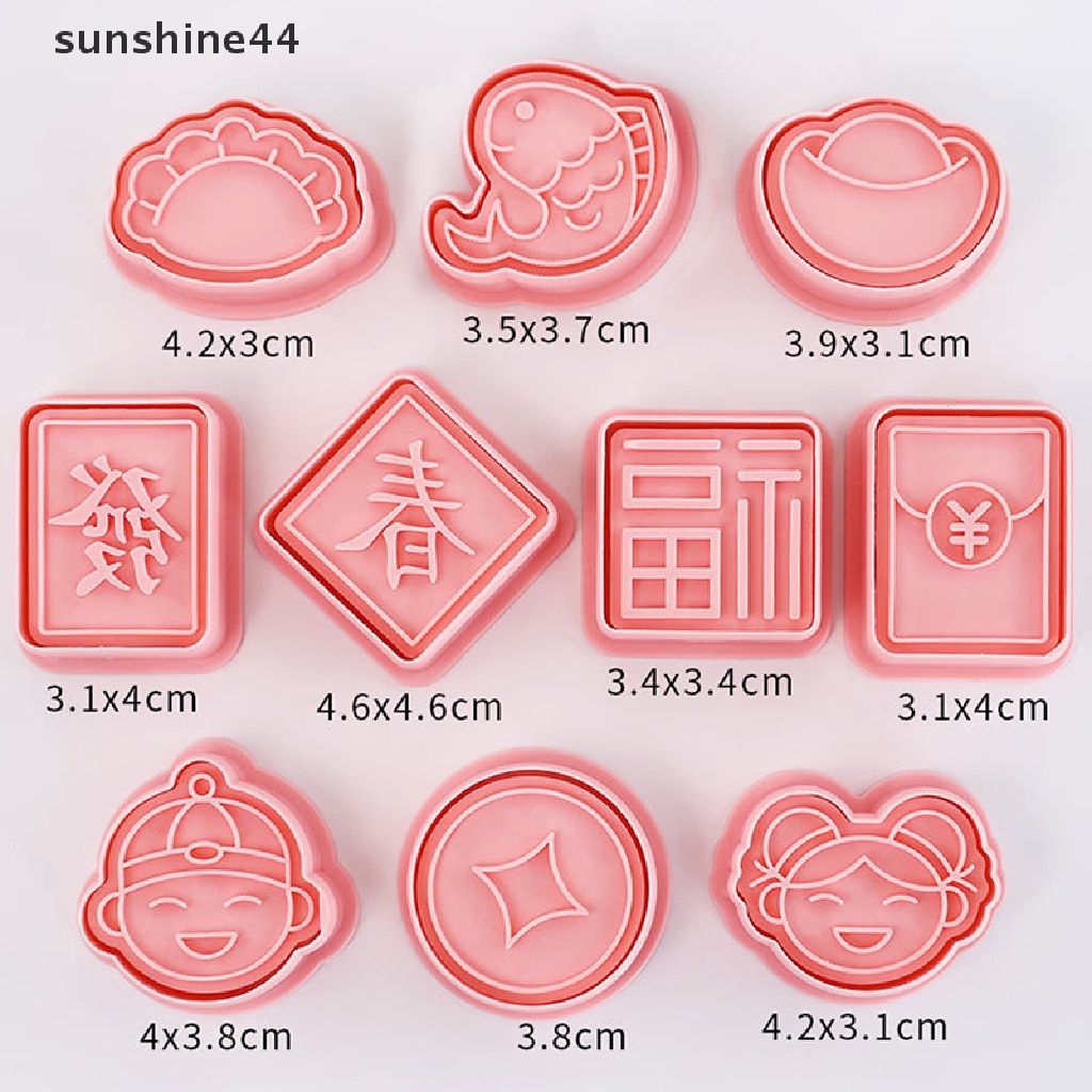 Sunshine8/10pcs 2023tahun Baru Cina Kartun Biskuit Cetakan Cookie Cutter Baking Mold.