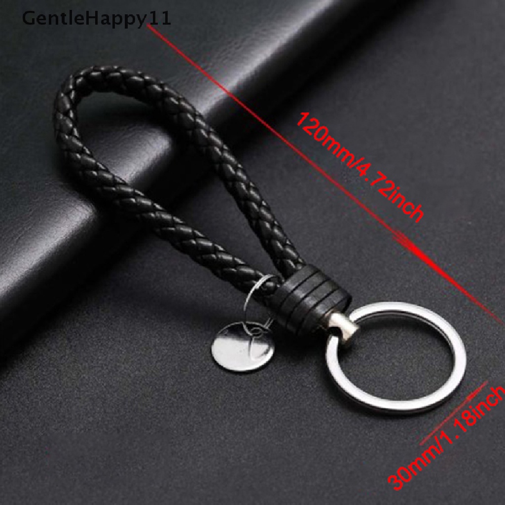 Gentlehappy Kulit PU Kepang Anyaman Tali Gantungan Kunci Tas Liontin Holder Kunci Car Keyring id