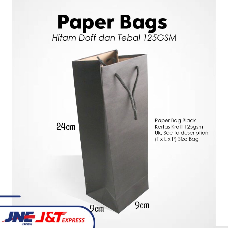 

Paper Bag Hitam Tumbler Uk. 24x9x9 cm / Paper Bag Kado Packing Souvenir Pernikahan Tambler / Paperbag Polos Warna Hitam Packaging Online Shop / Tas Kertas Bridesmaid