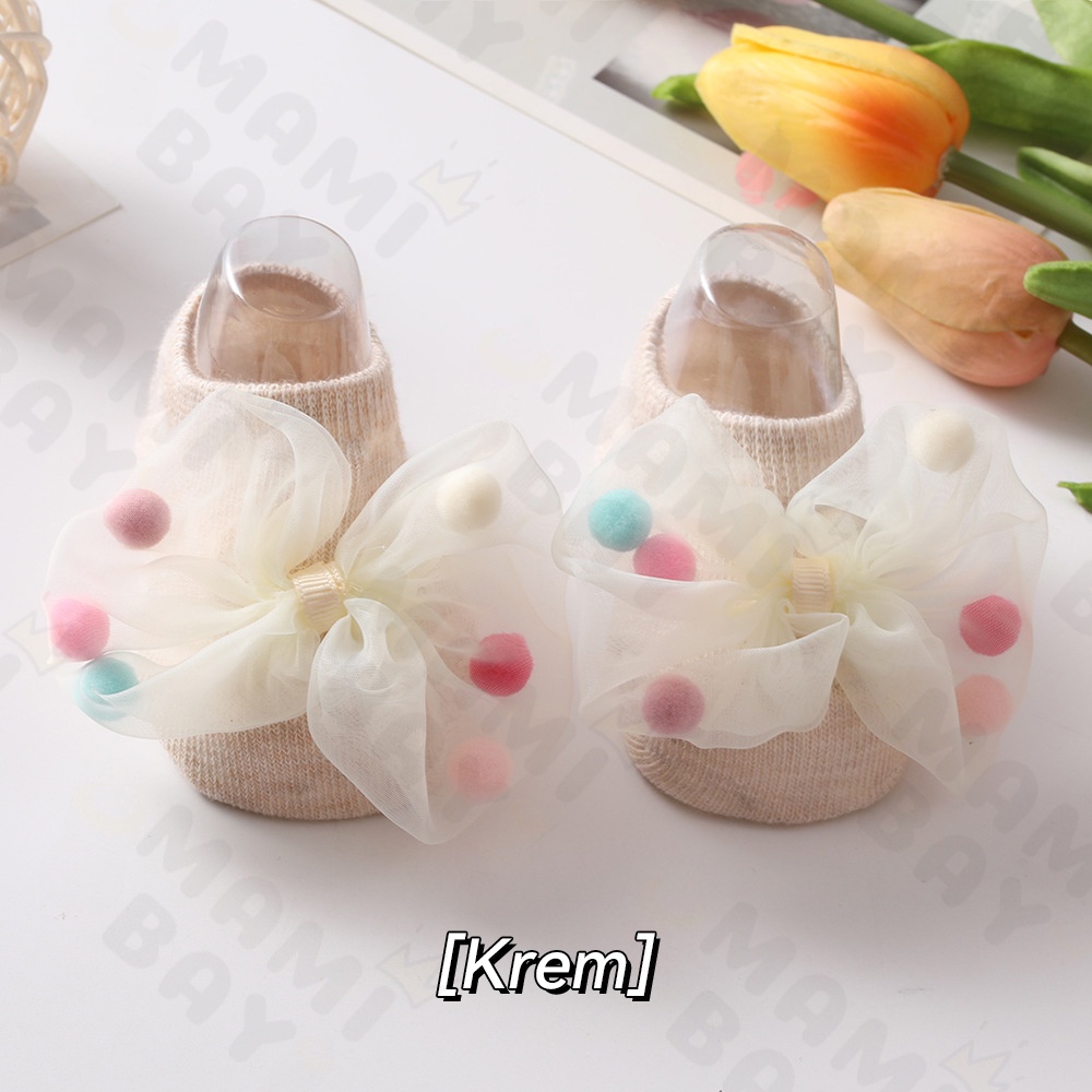 OKEYI kaos kaki bayi perempuan 0-3 tahun/kaus kaki bayi anti slip motif ribbon/twilly lucu