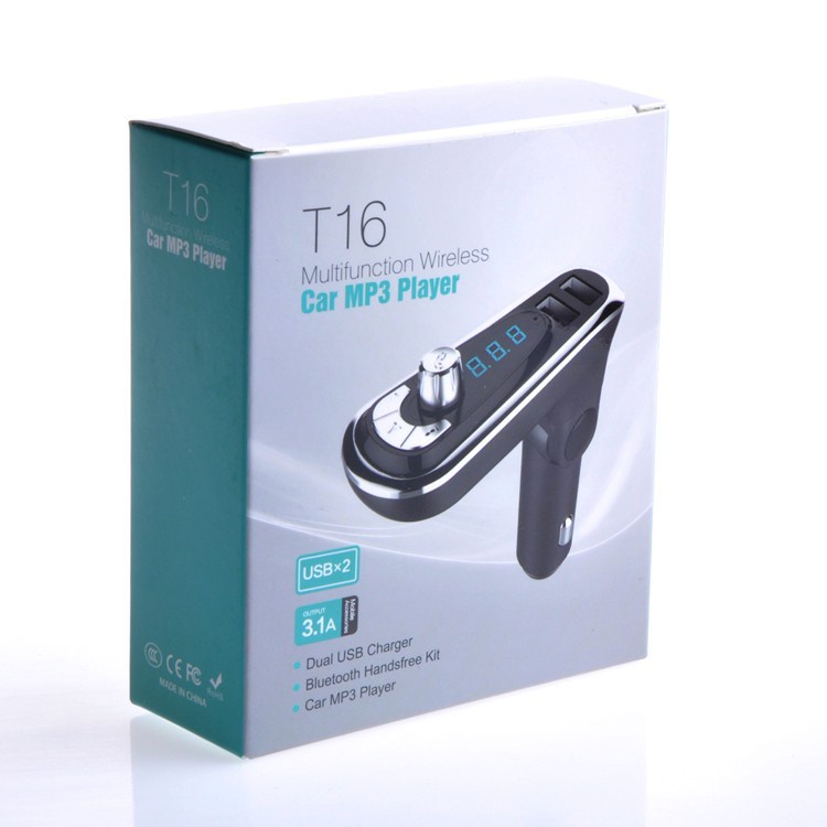 T16 Bluetooth Car Kit MP3 Player FM Transmitter with USB Car Charger