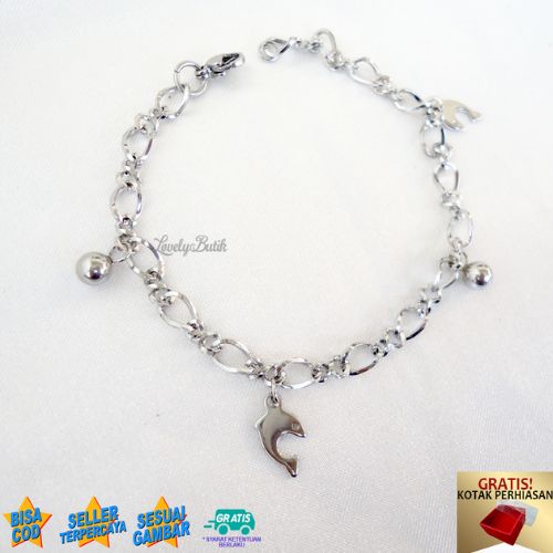 Gelang Titanium Wanita Anti Karat R1k4 Dolphin Gelang Tangan Korea Kekinian Model Rantai Mewah Mainan Dolphin Dolpin BONUS KOTAK PERHIASAN - Lovelybutik