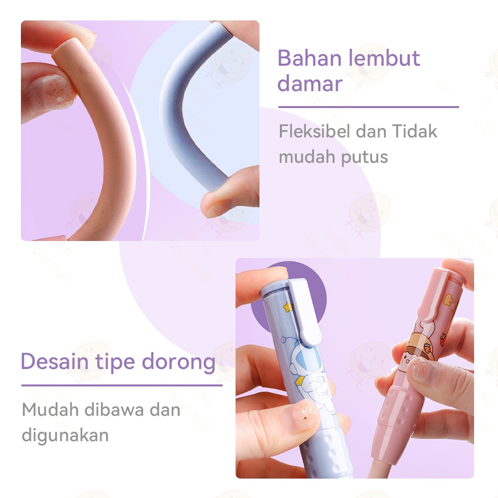 Poney Mechanic eraser set Penghapus mekanik Kartun Sliding eraser dengan 2pc refill