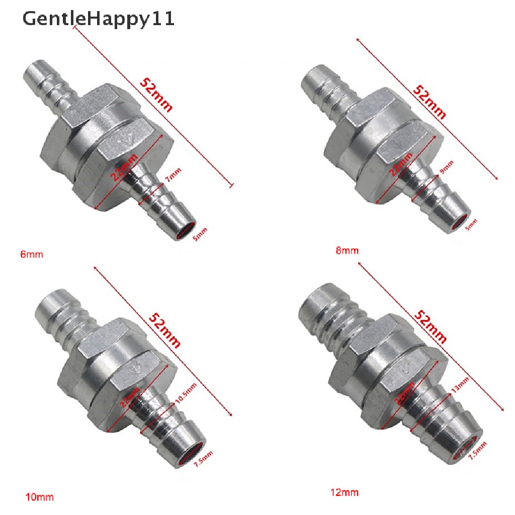 Gentlehappy6 /8 /10 /12mm Bahan Bakar Minyak Solar Bensin Paduan Aluminium Non Return Check Valve One Way Fit Carburator id