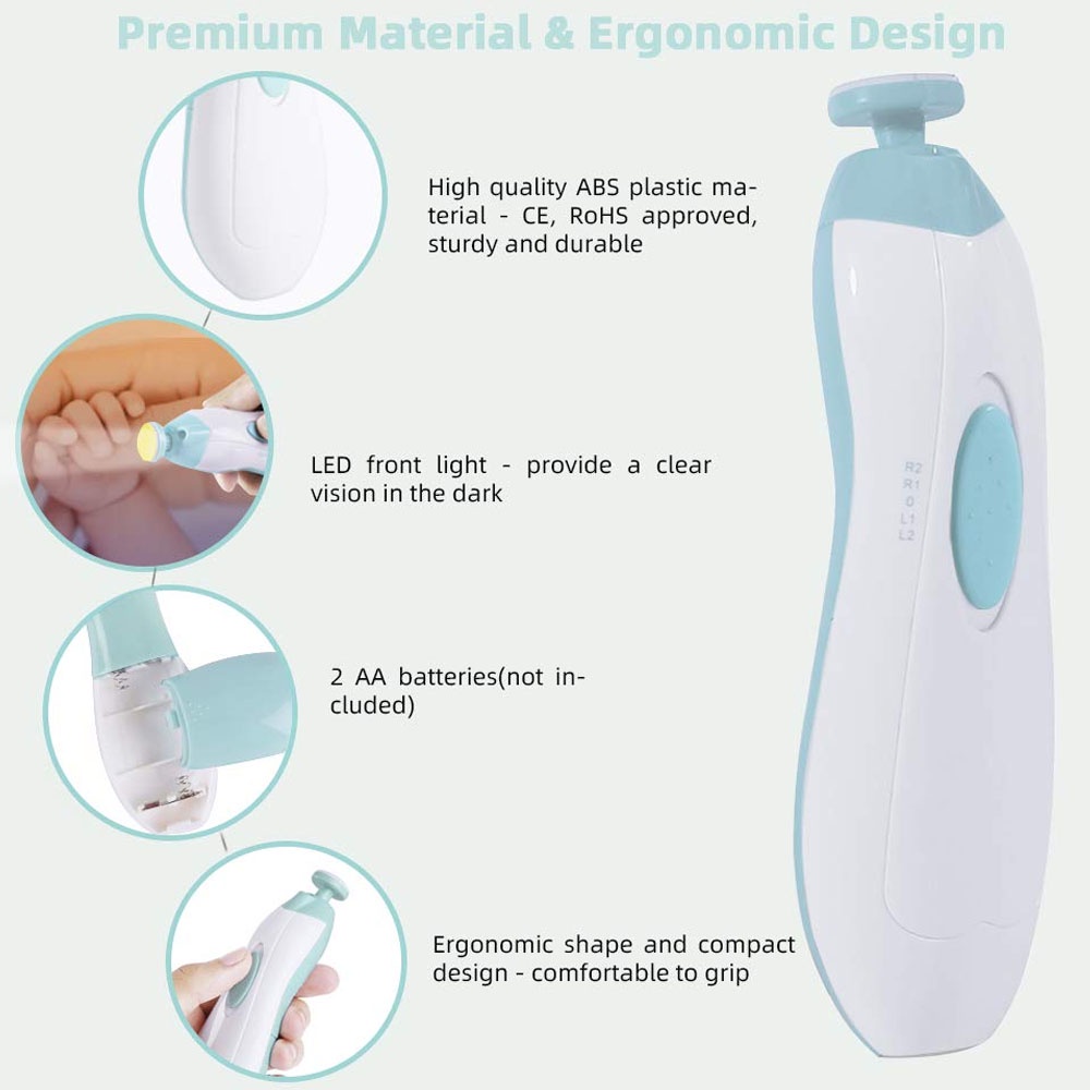 Baby Nail Trimmer SA2B - Set Medicure Dan Pedicure Gunting Kuku Bayi Elektrik Dengan LED RANDOM