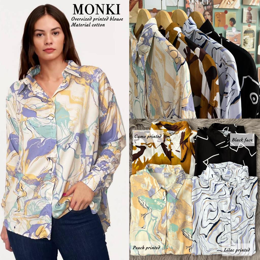 MNK pleated button longsleeved blouse
