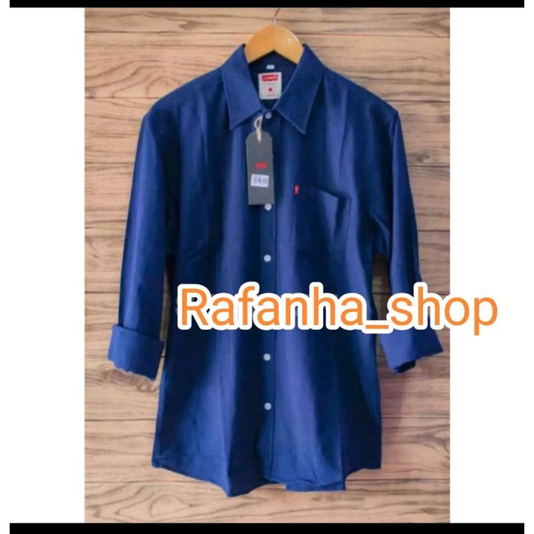 Terwuwu kemeja panjang pria cowok getlemen cowok biru navy hitam coklat merah polos formal kantor