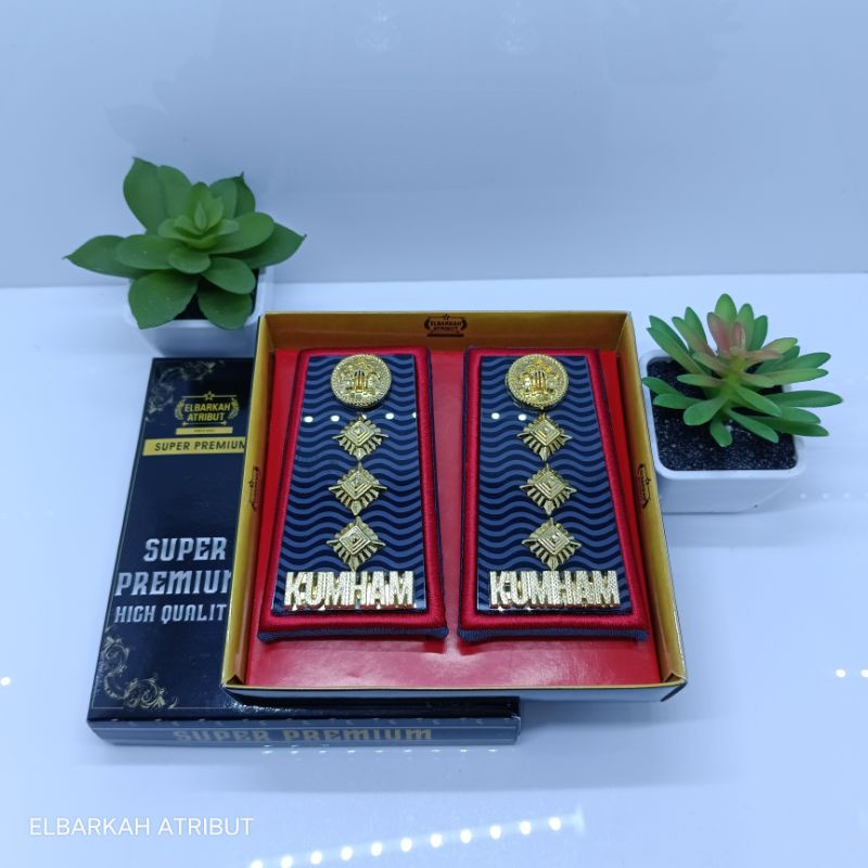 PANGKAT PDH KEMENKUMHAM GOLONGAN 4B AKRILIK LIS MERAH BORDIR