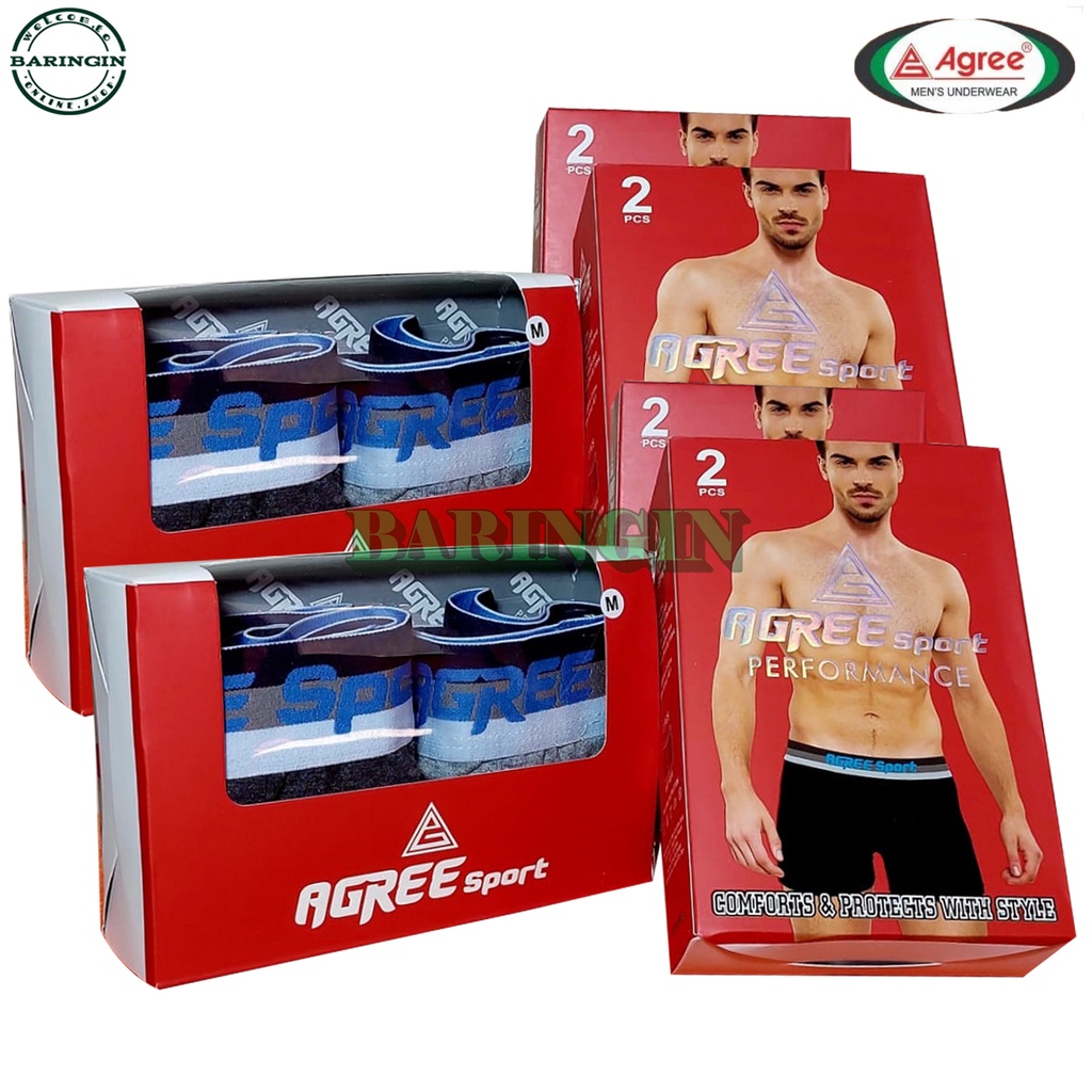 Boxer Pria Dewasa Isi 2 Pcs Boxer AgreeCode 6610-Bahan Katun-Celana Dalam Pria Dewasa