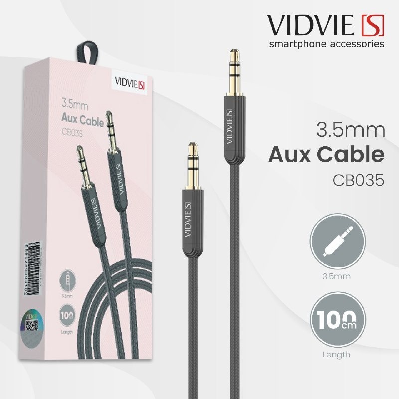 Cable audio jack 3.5mm vidvie s 1 meter male gold 1-1 stereo cb035 - Kabel aux 3.5 m-m 1m 100cm cb-035