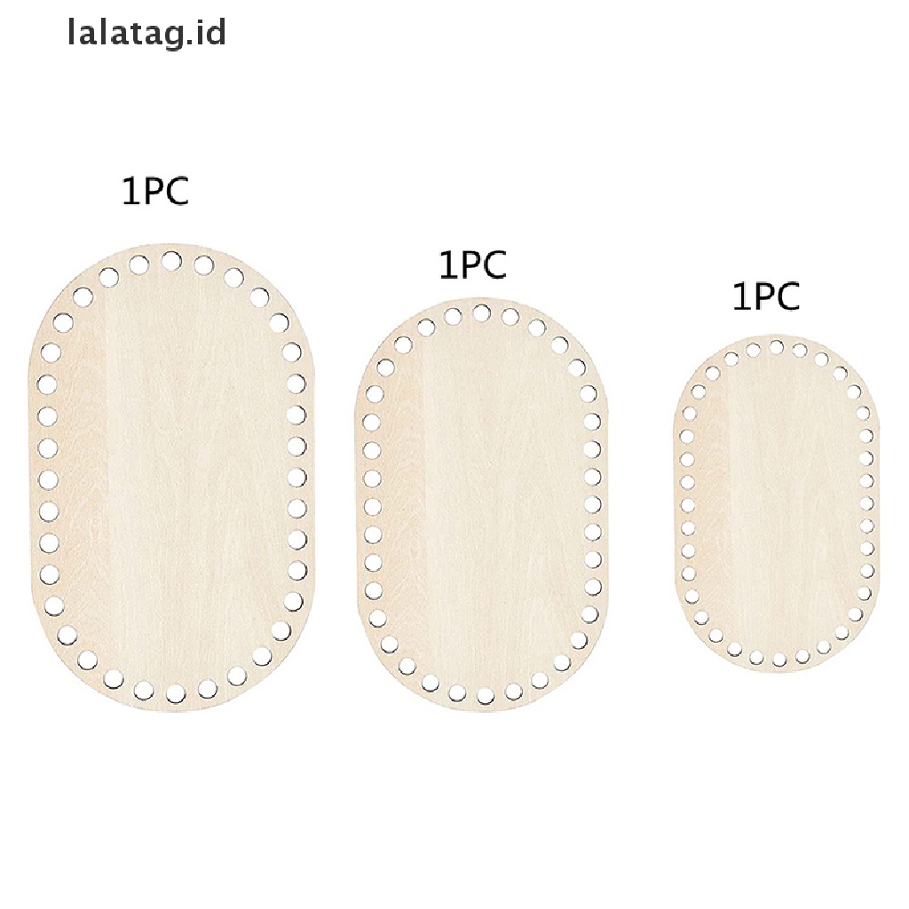 [lalatag] 3pcs/set Keranjang Alami Bawah Oval Kosong Solid Crochet Basket Alas Kayu [ID]