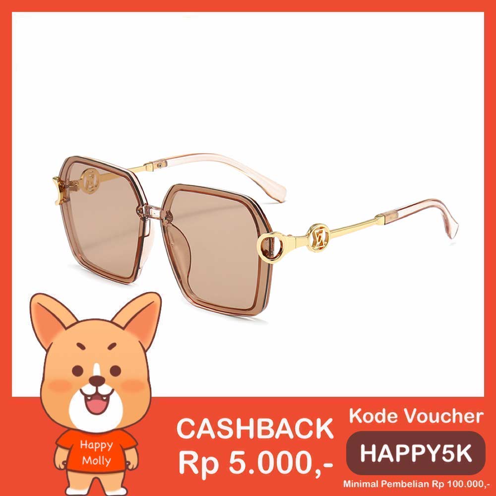 Kacamata UV400 [ Cokelat ] Anti Radiasi - Sunglasses Wanita Korea - HM8153