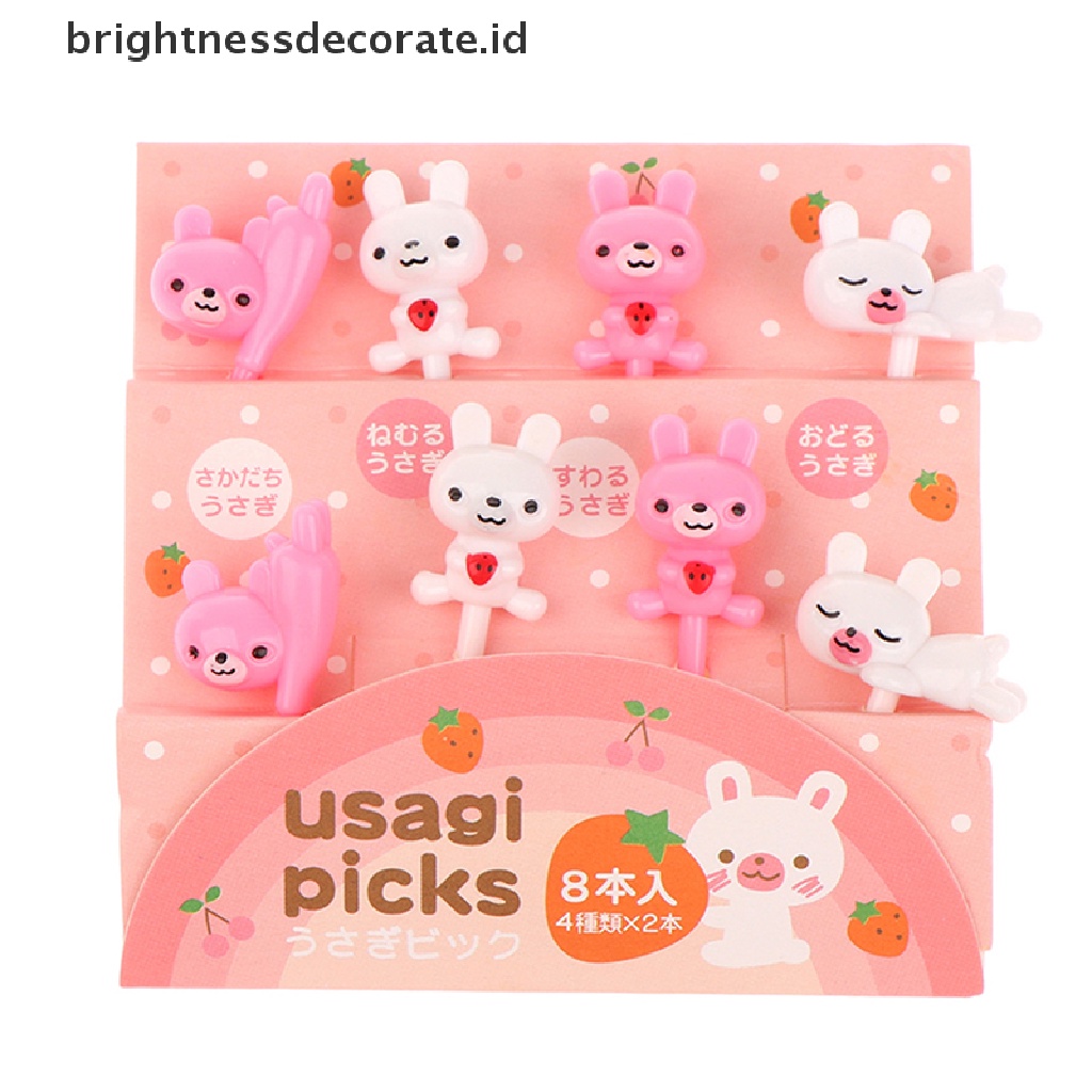 [Birth] 8pcs Garpu Buah Hewan Anak Mini Kartun Snack Kue Dessert Makanan Tusuk Gigi Buah [ID]