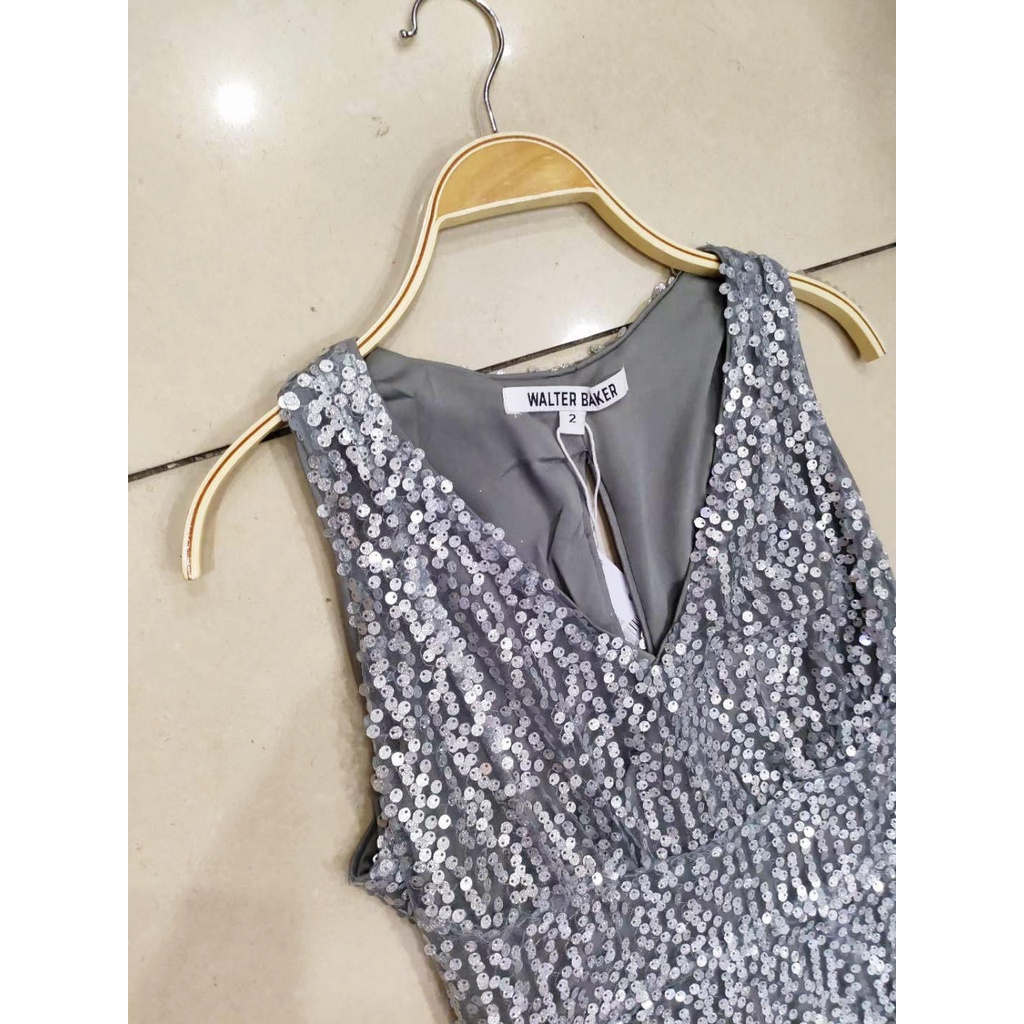 WALTER SEQUIN PARTY DRESS V-NECK FISHTAIL LONGDRESS