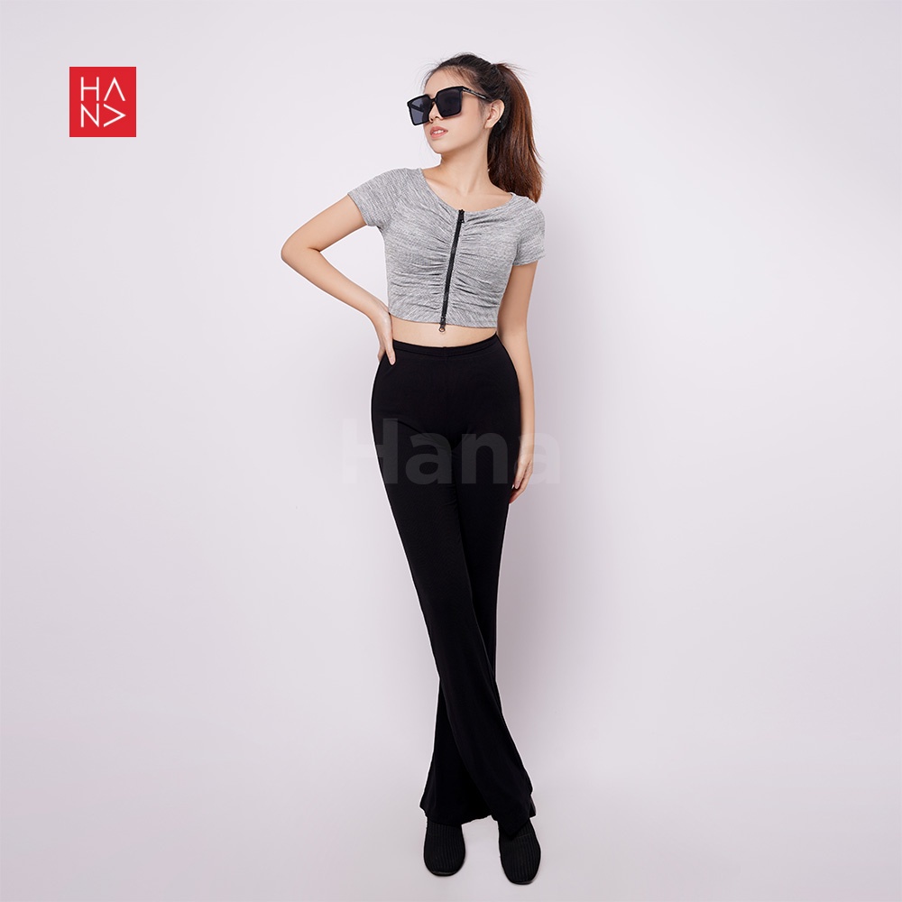 Hana Fashion - Ivana Wrinkles Crop Top Blouse Atasan Wanita - CT265