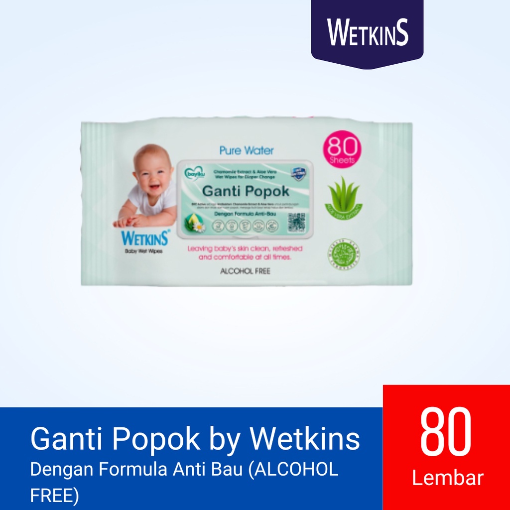 TISU BASAH BABY WETKINS GANTI POPOK BAYI 50 &amp; 80 SHEET [SWEETSPACE]