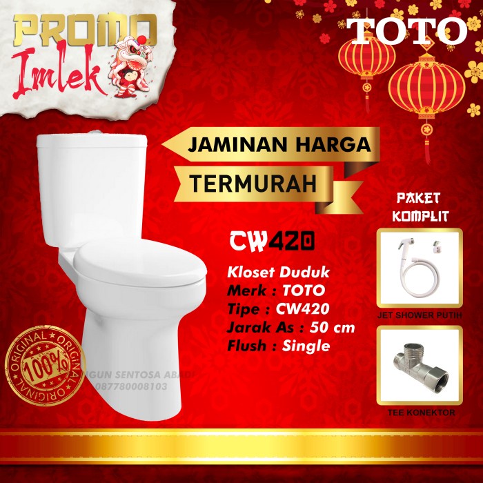 Kloset Kloset Duduk Toto Cw 420 J Lengkap Jet Shower + Tee Cw 420J Toilet