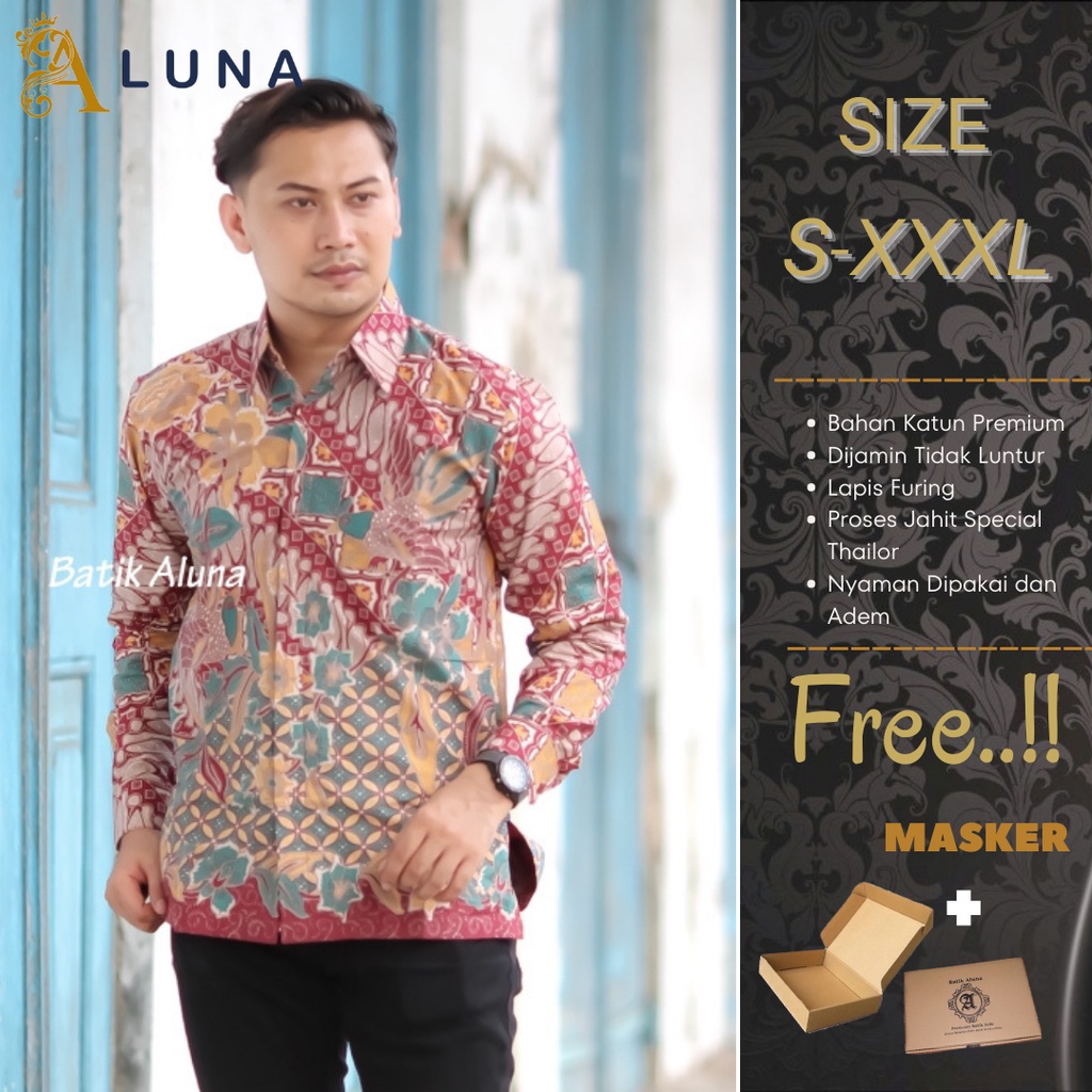 BAJU BATIK PRIA LENGAN PANJANG KEREN MODERN BATIK COWOK KEKINIAN KATUN PREMIUM MURAH MEWAH ELEGAN SO