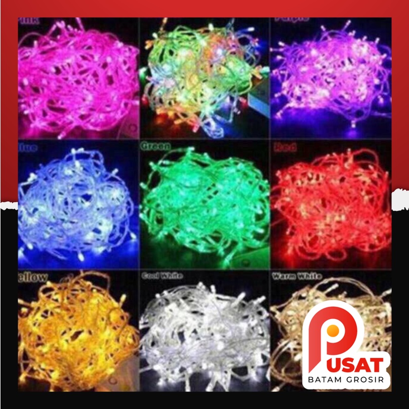 Pusat Batam Grosir - L014 (WARNA BARU) Lampu Hias Natal 100 LED / 10 Meter / Tumblr Light/ Ada Sambu