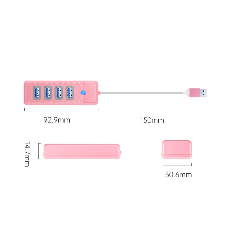 Usb A 3.0 hub orico 4 port 5Gbps cable 15cm pw4u-u3-015 - Terminal usb3.0 4 slot