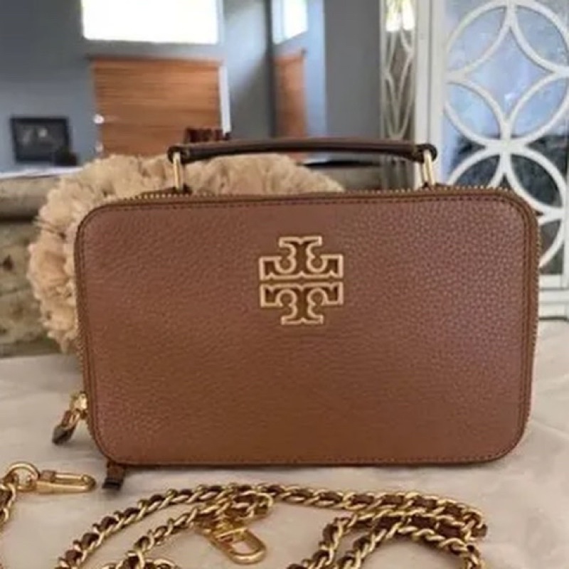 Tas Tory Burch Original Britten Case Bark Brown Sling Bag