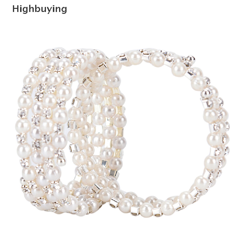 Hbid Kristal Mutiara Multilayer Lebar Elastis Manset Gelang Bangle Wristband Perhiasan Glory