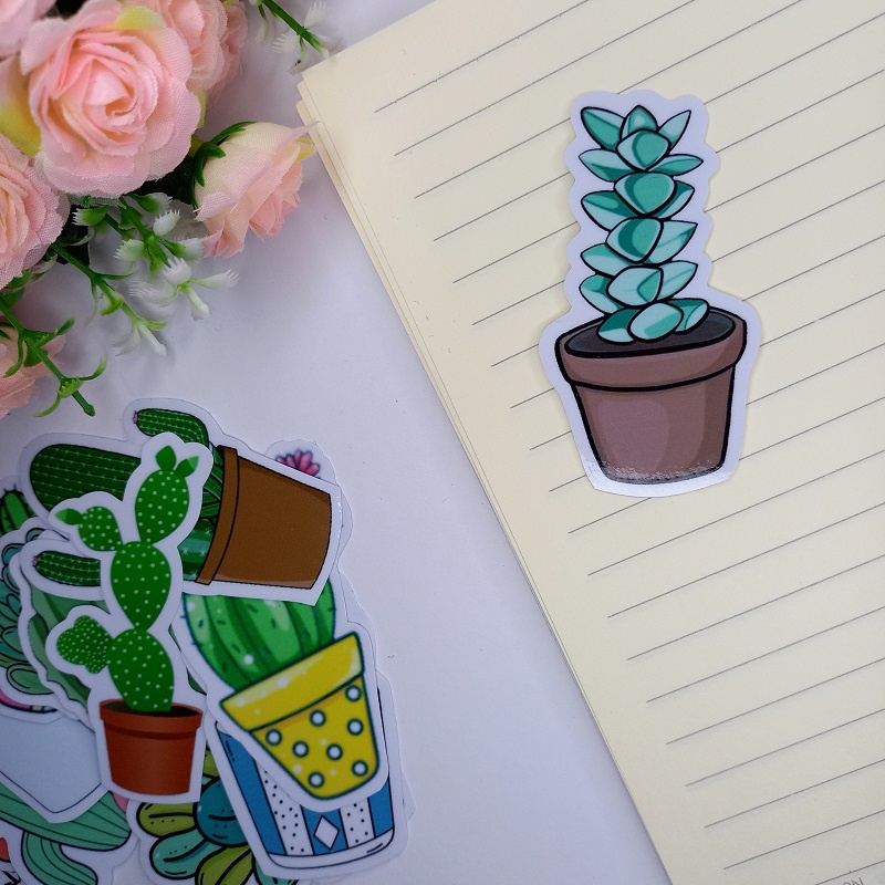 Stiker Satuan Floral Tanaman Cactus Lucu Stiker Ecer Kaktus Waterproof Sticker Lucu Aesthetic Hiasan Laptop Botol Tumbler Case Hp DIY Stiker Laptop