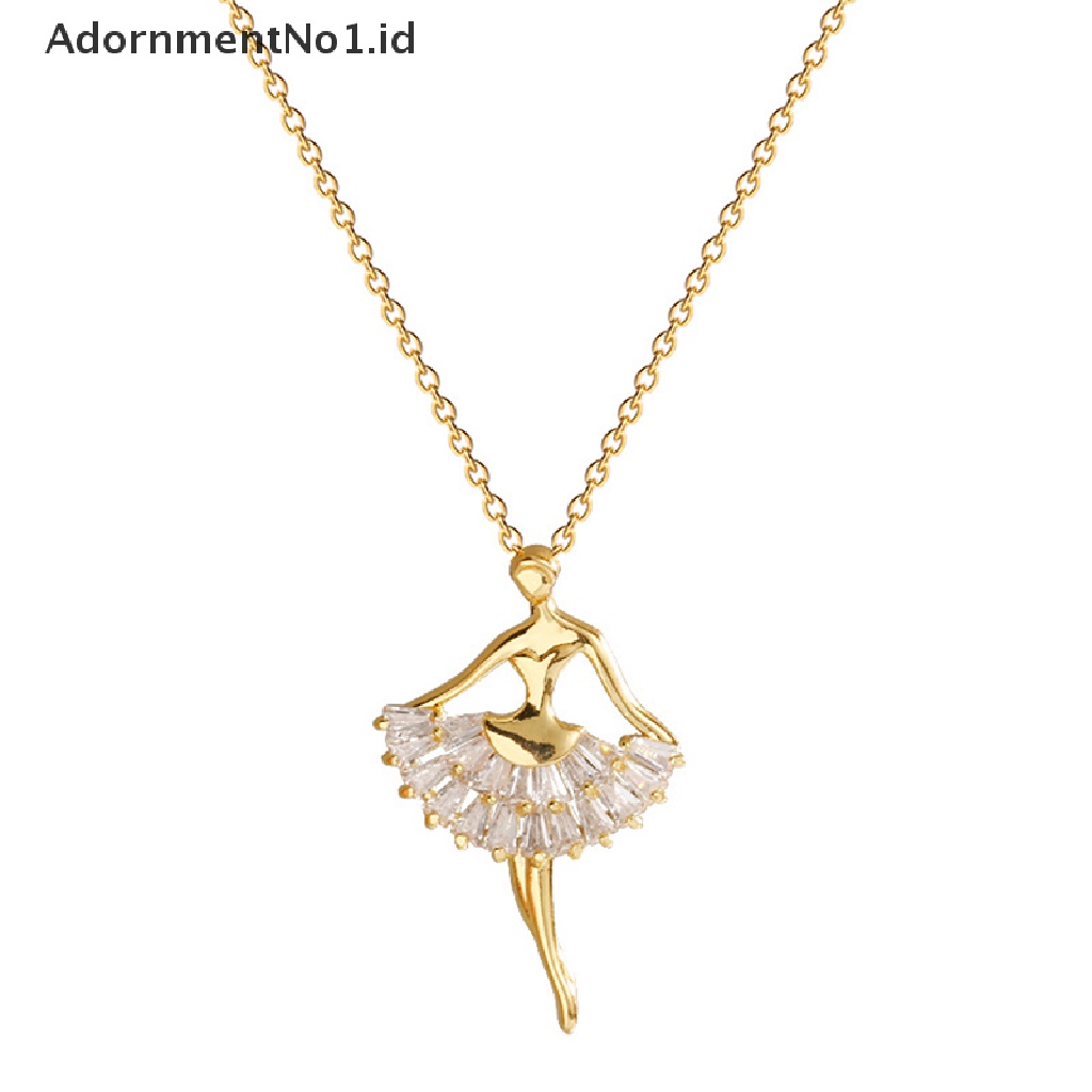 [AdornmentNo1] Manis Elegan Ballerina Gadis Kristal Zirkon Liontin Kalung Perhiasan Indah [ID]