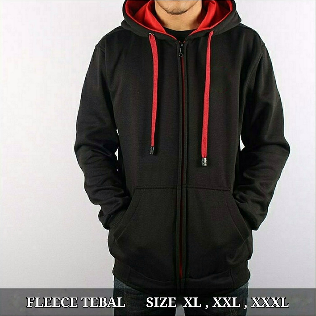 Jaket Jumbo Polos Zipper Pria Wanita Cewek Cowok XXXXL Hoodie Big Size Oversize Ld 130 Import