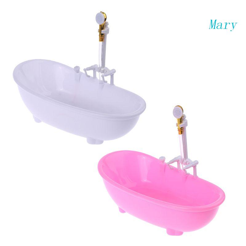 Mary1per6 Miniatur Rumah Boneka Bathtub Elektrik Furniture Aksesoris Kamar Mandi Anak Pr