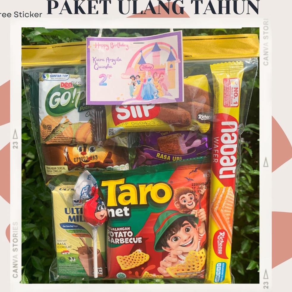 

Stock banyak Paket Ulang Tahun/Bingkisan Ulang Tahun Anak/Snack Ultah anak/Hampers Ultah Anak DD0