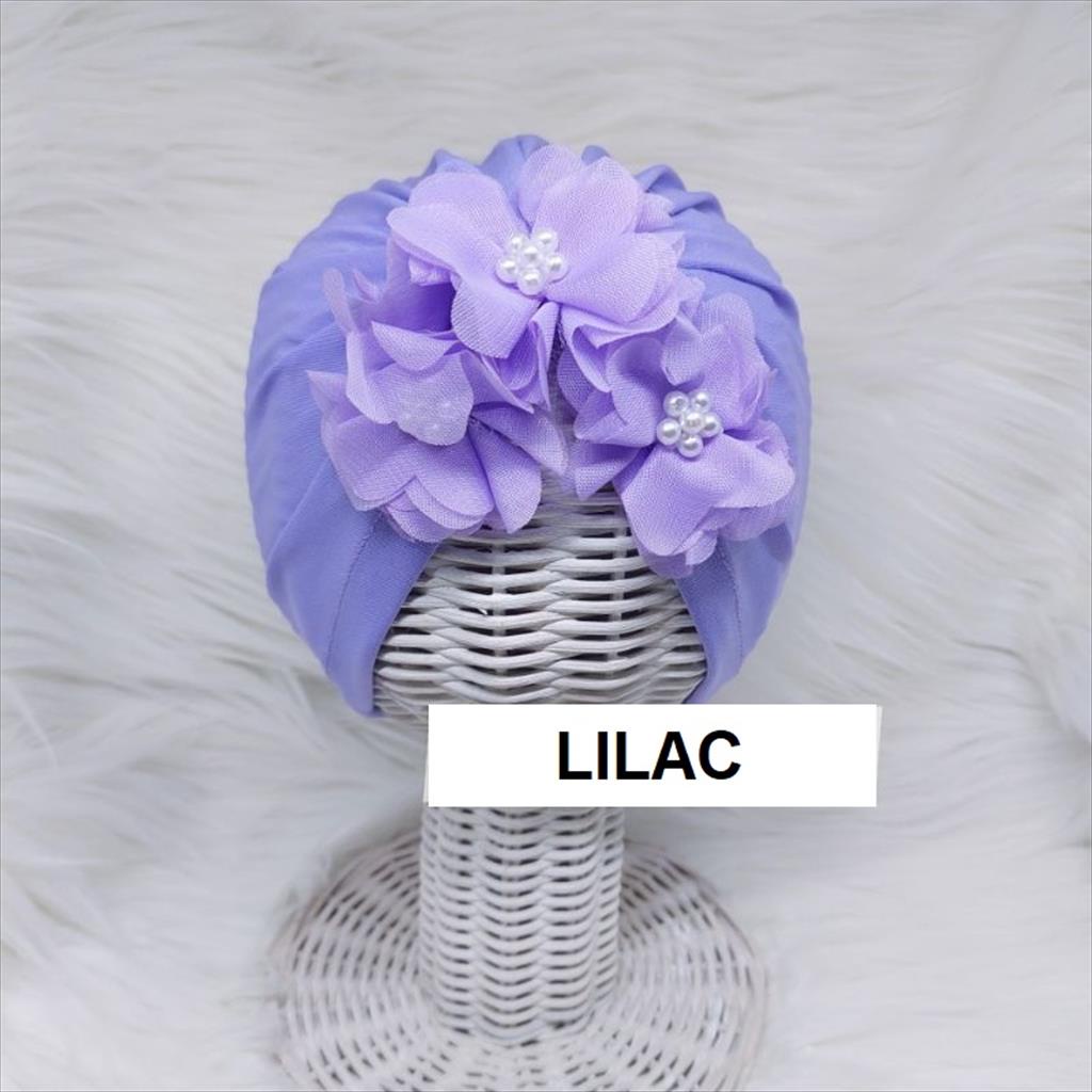 LS 864B - Turban Topi Bayi Motif Flower Frill Ciput Baby Penutup Kepala Anak Perempuan Bunga Lucu Imut