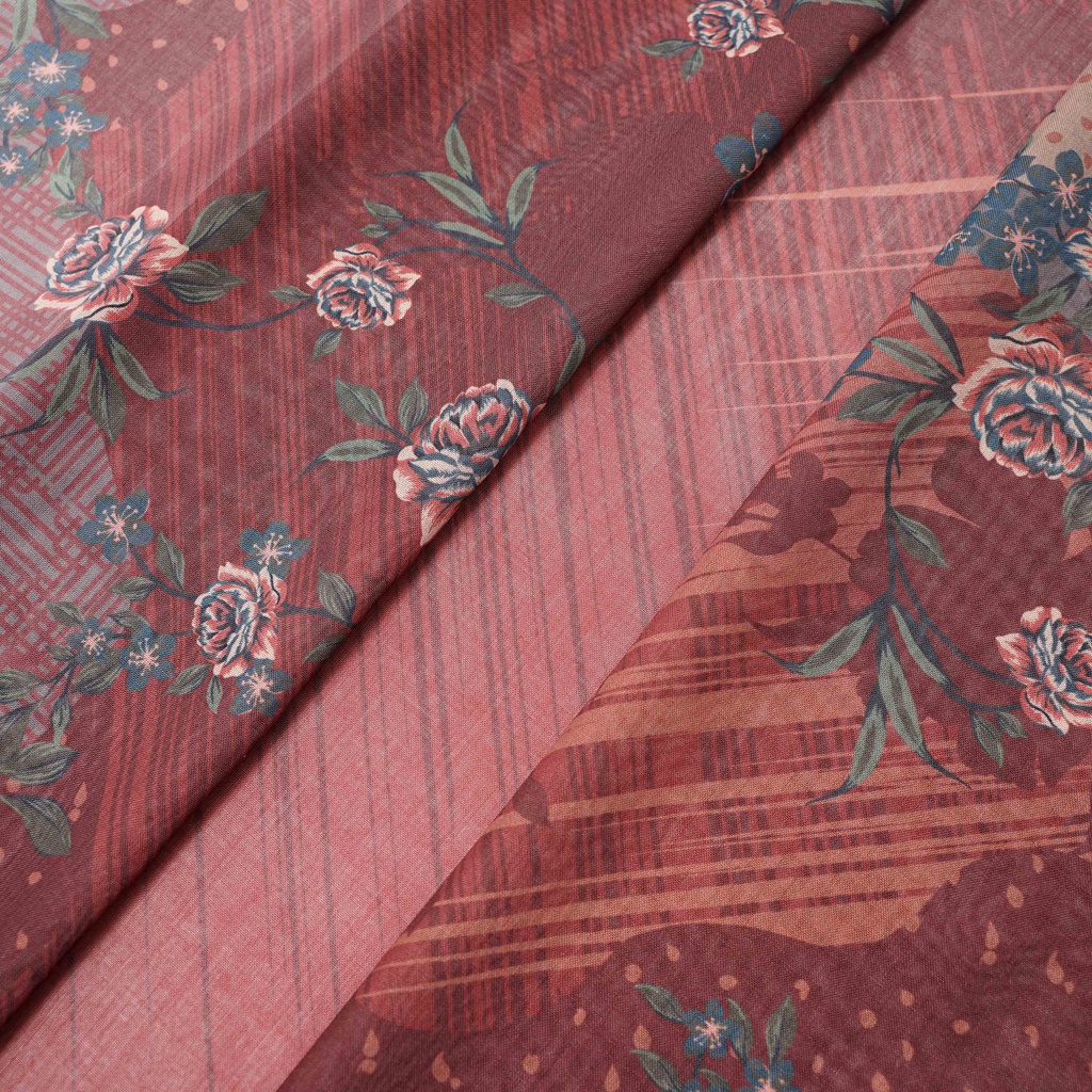 ALIF HIJAB SEGI EMPAT MOTIF PARIS PREMIUM KOREA - MAGELLAN IN MAHOGANY ( SPR-D3-004 )