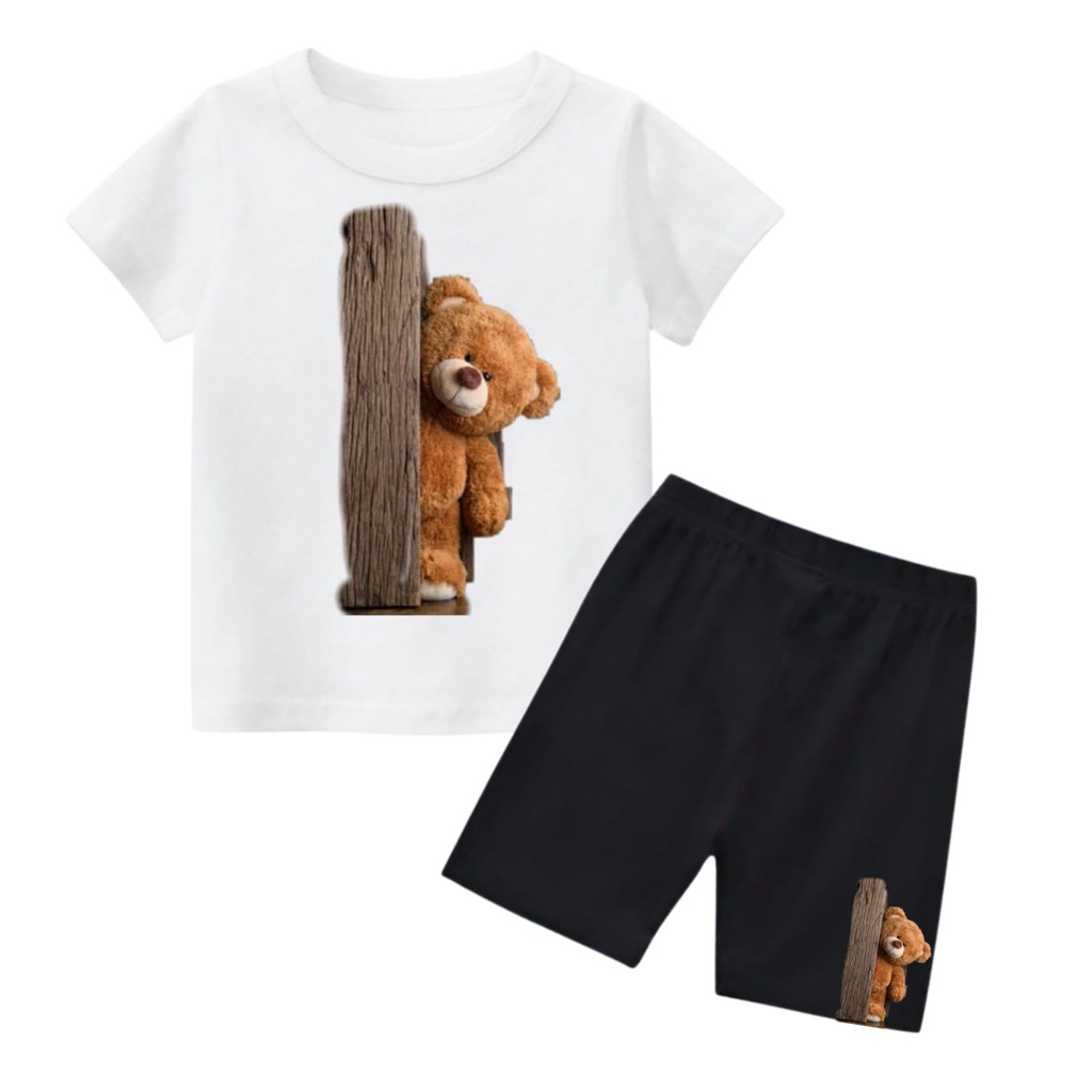 Hzl_outfit Setelan Baju Koas Anak Teddy Bear Good Morning (M.L.XL)