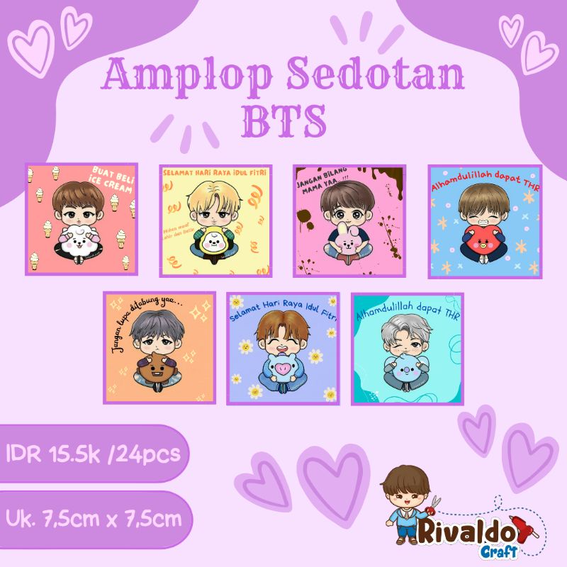 

(24pcs) Amplop Lebaran Unik karakter BTS