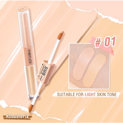 galerybeautysemarang PINKFLASH Duo Cover Concealer PF-F18 | 2 in 1 Concealer | Dual Shade | Coverage | Pink Flash | BPOM