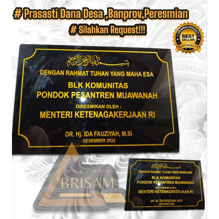 prasasti peresmian 40x60