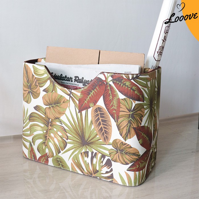 

Tempat/Keranjang/ Box Majalah,Koran,Buku Kayu Jati Motif Hijau Daun