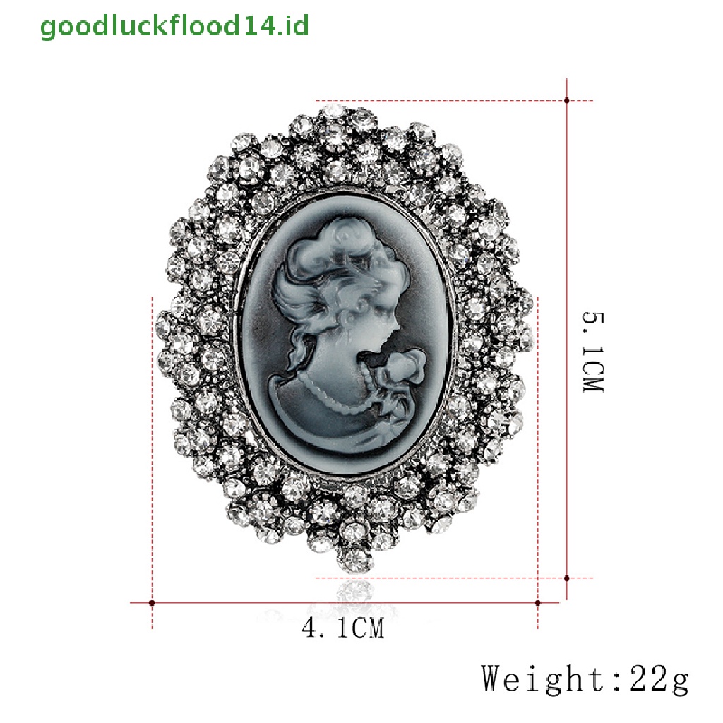 [GOOGFOUR] 1pc Vintage Cameo Victoria Gaya Kristal Pesta Pernikahan Wanita Liontin Bros Pin [TOP]