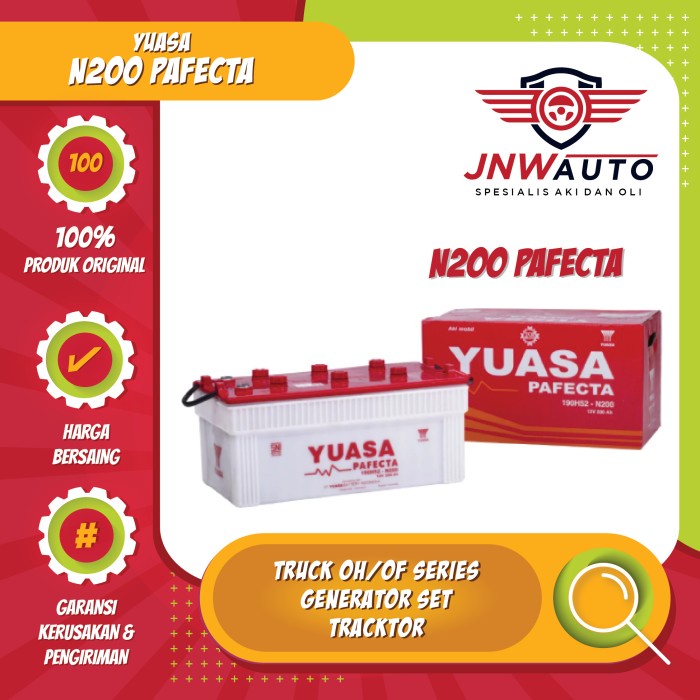 Aki Mobil Yuasa Pafecta N200 Excavator, Dozer, Grade, Dumptruck dll