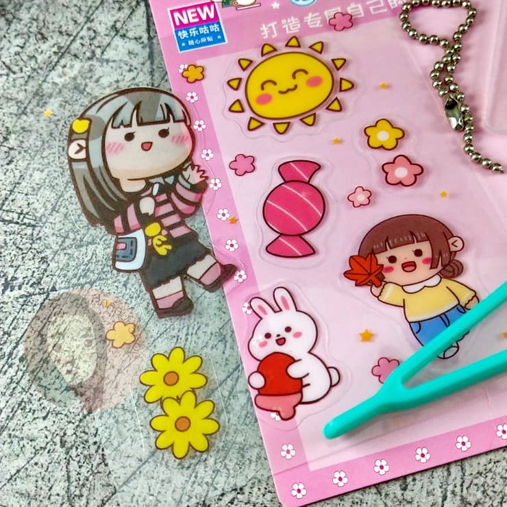 Set DIY Acrylic Keychain Sticker Kit Set Gantungan Kunci for Girls Kids Mainan Kreatifitas Anak Kerajinan Tangan Mainan Edukasi Craft Keterampilan