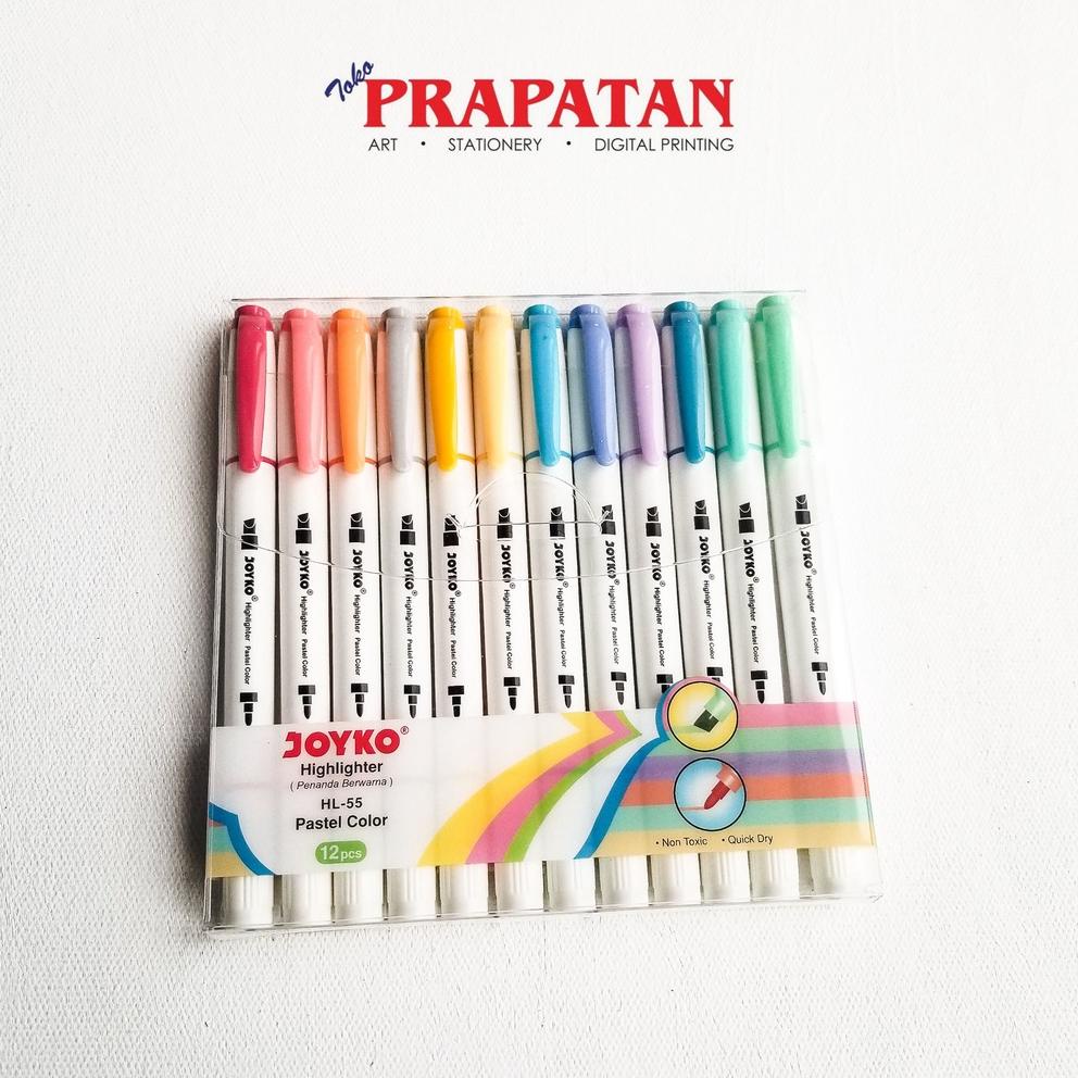 

[COD] Spidol Highlighter Marker Pastel Color Joyko 12 warna HL-55 Buruan Beli